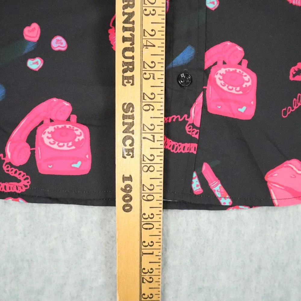 Uchuu‎ Summer Private Caller Hawaiian Shirt Medium Pink Telephone Kawaii Defunct